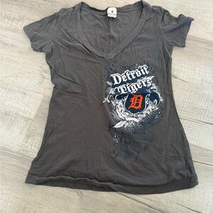 MLB Detroit Tigers Charcoal V-Neck Tee